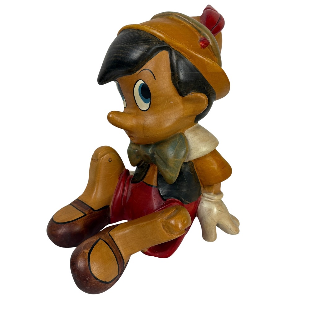 Vintage Walt Disney Productions Pinocchio Figurine Faux Wood Grain 11 Inch USA - Picture 7 of 12